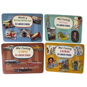 Laughing Elephant Vintage Sticker Lot Retro Mid-Century Style & Cars Set 2008